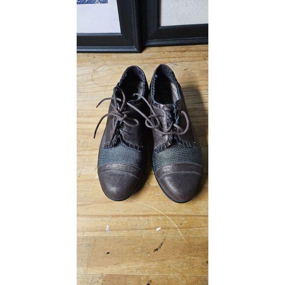 NAOT YamaLeather Suede Oxford Shoes Cap-Toe Ruffled Women Sz‎ 38/L7